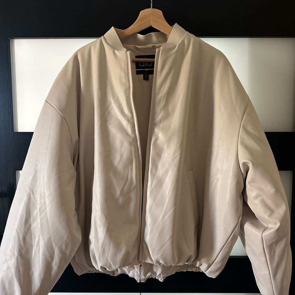 ALO Yoga Bone Faux Leather Premier Bomber